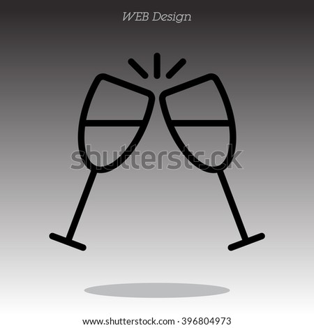 Web line icon. Glasses of champagne.