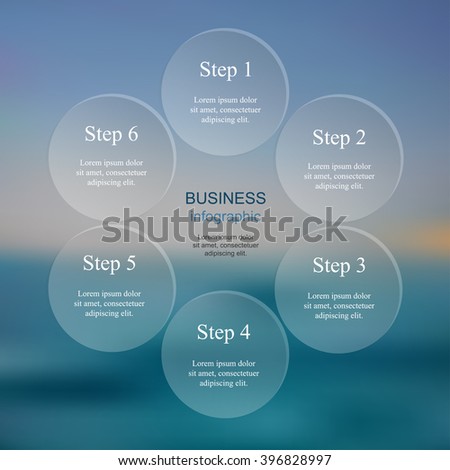 Template for cycle diagram, graph, presentation and round chart. Business concept with 6 options, parts, steps or processes. Blur vector background.