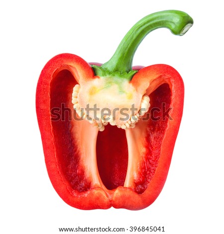Half of red sweet bell pepper Royalty-Free Stock Photo #396845041