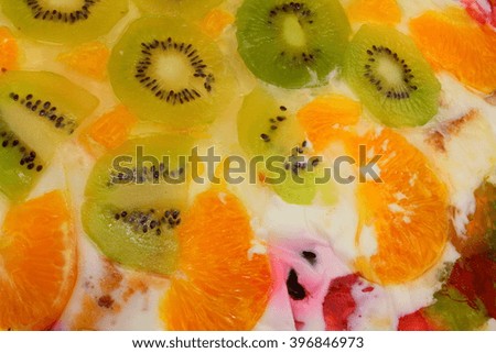 texture of sliced tangerine and kiwi