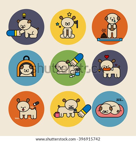 Cute dog day line vector