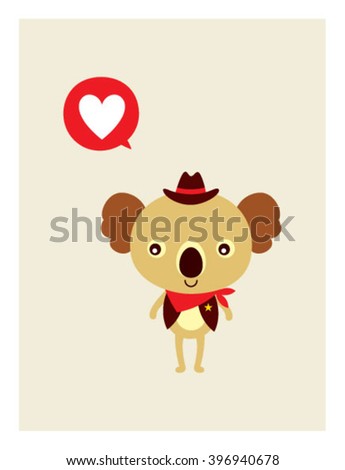 cute cowboy koala bear love vector illustration poster