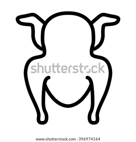 Whole chicken / turkey line art vector icon for food apps and websites