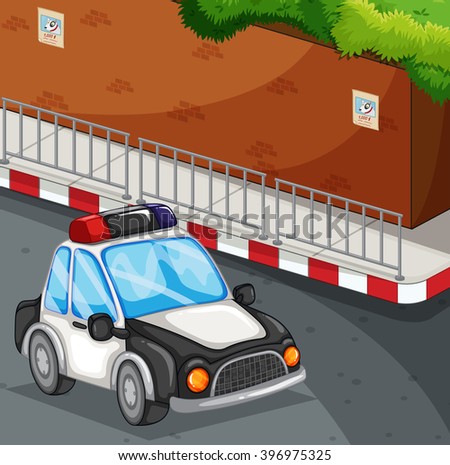 Police car on the road illustration