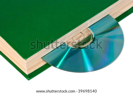 CD in the book isolated on white background