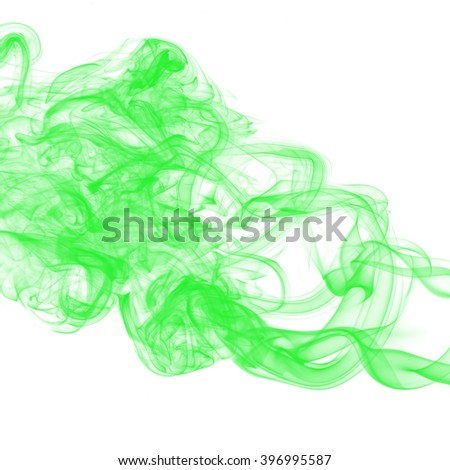 Movement of smoke,Abstract green smoke on white background.