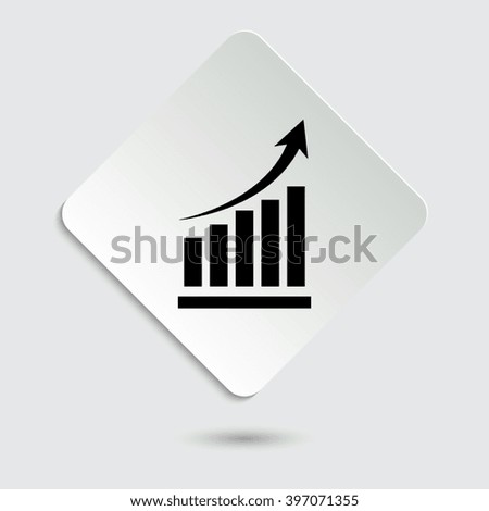 growing graph - black vector icon  on a paper button