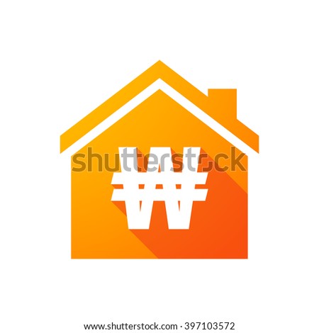 Illustration of an isolated house icon with a won currency sign