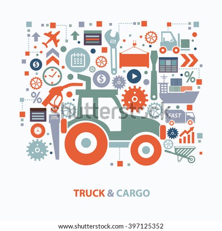 Truck and cargo concept design on clean background,vector