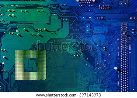Electronic circuit board, close up.