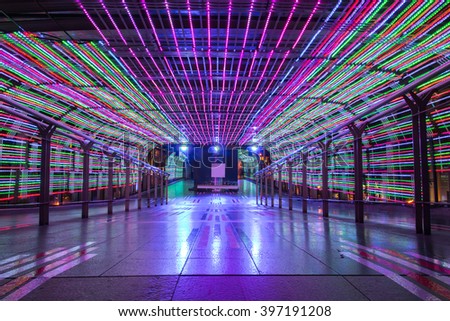 Tunnel walkway adorned with the LED