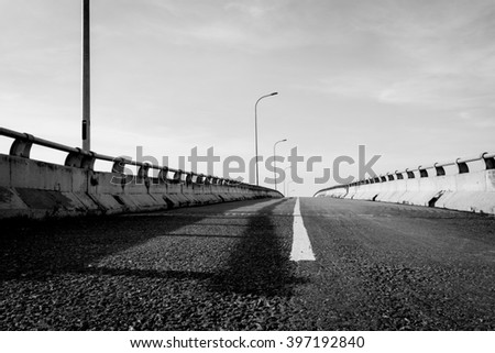 Black and white image of the highway
