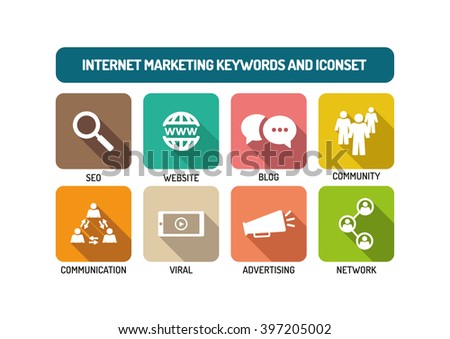 Internet Marketing Flat Icon Set