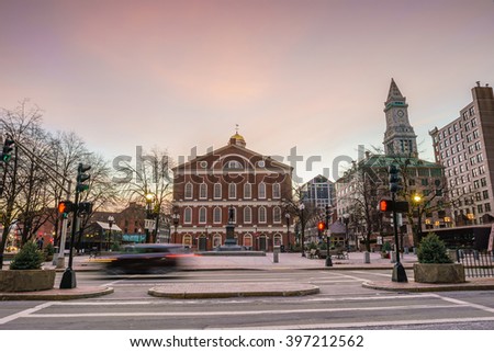 Historical building Faneuil Hall and Quincy market in Boston USA