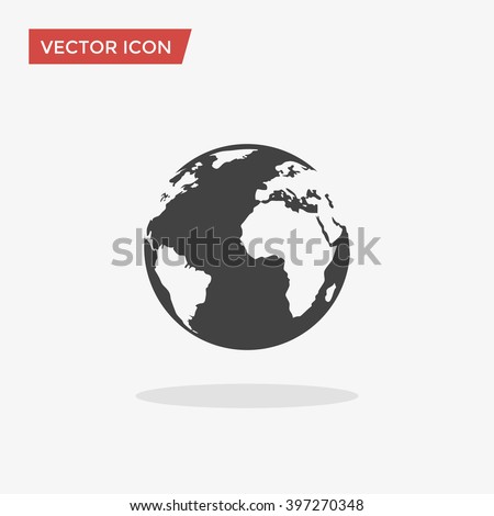 Earth Icon in trendy flat style isolated on grey background. World globe symbol for your web site design, logo, app, UI. Vector illustration, EPS10.