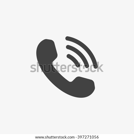 Phone icon in trendy flat style isolated on grey background. Handset icon with waves. Telephone symbol for your design, logo, UI. Vector illustration, EPS10.