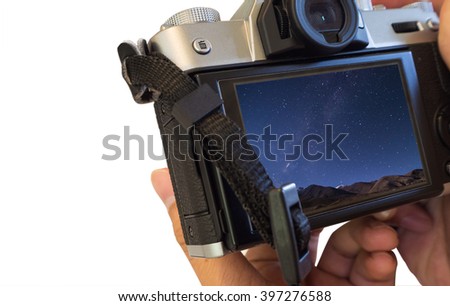 Take a photo by camera, beautiful background of the night sky with stars