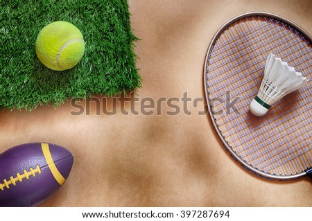 Healthiness concept and sport background idea, flat lay in sports equipment