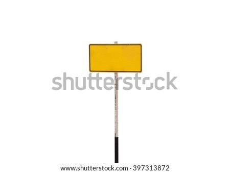 guidepost on white background.signage bright yellow