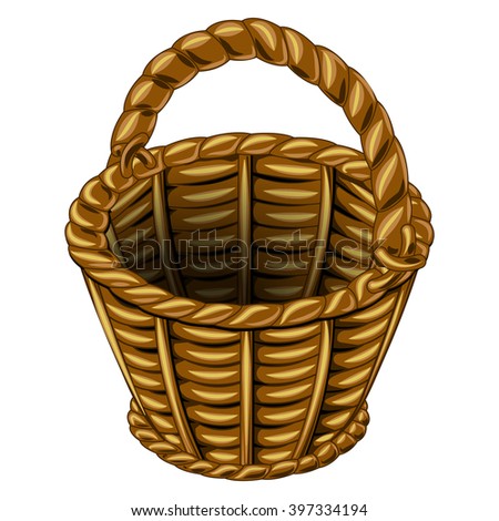 Wicker basket made of wicker on an empty background
