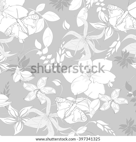 Vector seamless flower pettern retro texture