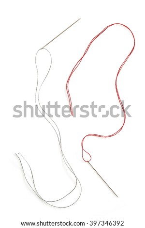 needle and thread isolated on white background Royalty-Free Stock Photo #397346392