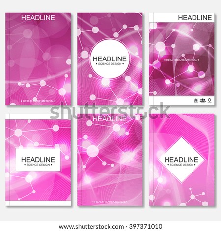 Science vector background. Modern vector templates for brochure, flyer, cover magazine or report in A4 size. Molecule structure and communication