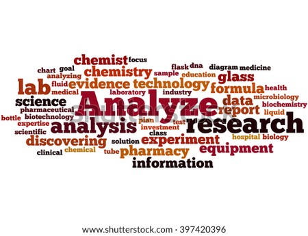 Analyze, word cloud concept on white background. 