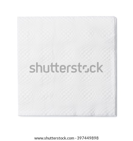 Top view of white paper napkin isolated on white Royalty-Free Stock Photo #397449898