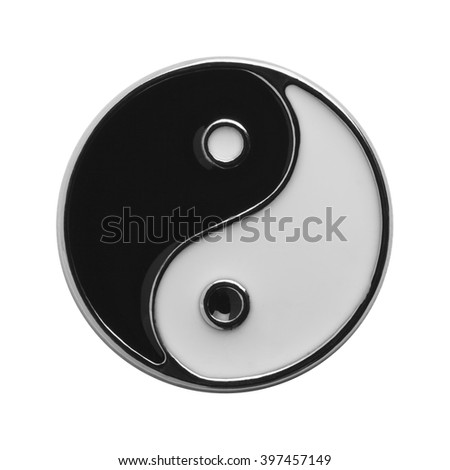 Black and White Yin Yang Symbol Isolated on White Background. Royalty-Free Stock Photo #397457149