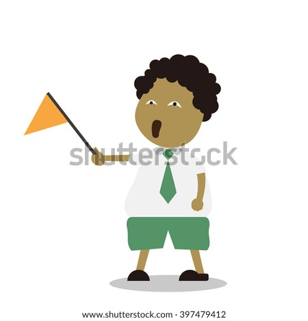 Vector illustration - school boy in green uniform sets with different poses