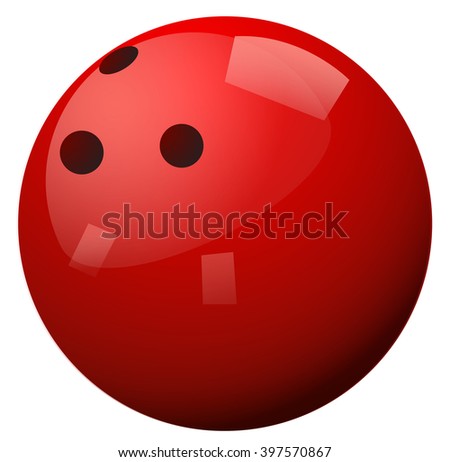 Red bowling ball on white background illustration