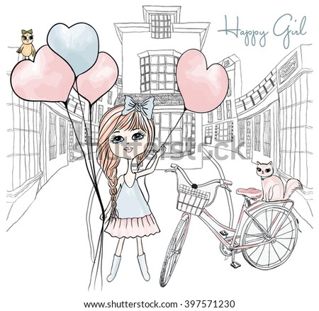 Beautiful romantic girl/cute girl/T-shirt Graphics/romantic girl/bird vector/animal lover/girl poster