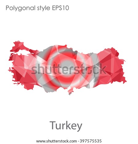 Turkey map in geometric polygonal style.Abstract gems triangle,modern design background.
