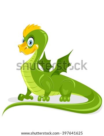 Vector illustration of a funny green dragon