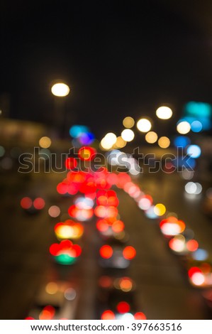 Blur light of traffic car in the city.