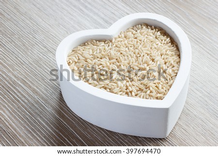 heart filled with brown rice