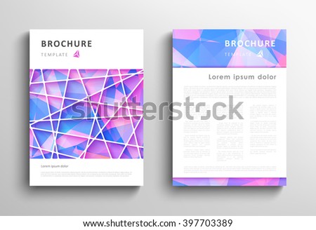 Brochure design template with abstract polygonal background. Vector illustration