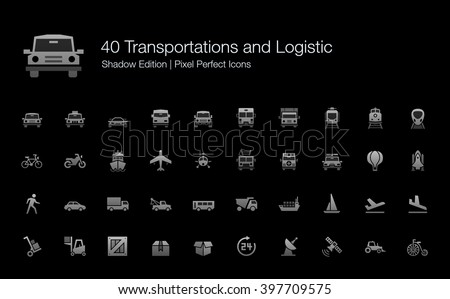 Transportation and Logistic Pixel Perfect Icons Shadow Edition