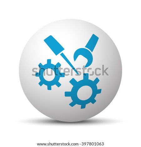 Blue Service icon on sphere on white background
