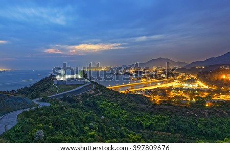 Hong Kong observatory at Tai Lam , sunset