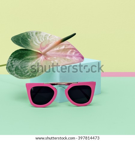 Pastel Colors Summer trend. Fashionable Pink Sunglasses.