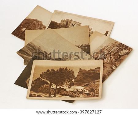 A collection of retro post cards with  landscape (1920's)