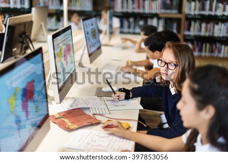 Education School Student Computer Network Technology Concept Royalty-Free Stock Photo #397853056