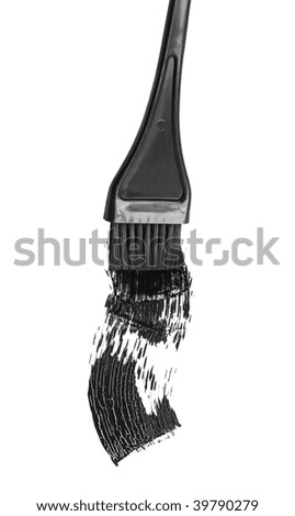 Black paint strokes left by paintbrush, isolated on white background