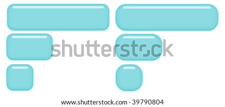 Slightly round and very round blue buttons isolated on a white background