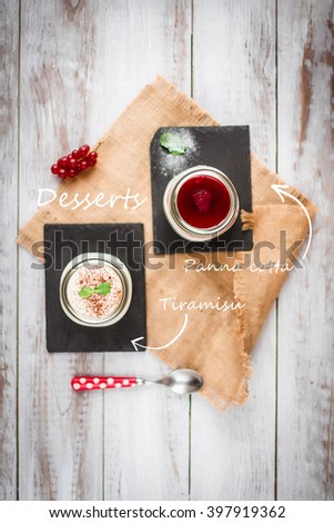 Desserts - Panna Cotta and Tiramisu