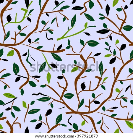 Vegetable seamless pattern. Endless natural background with leaves and branches