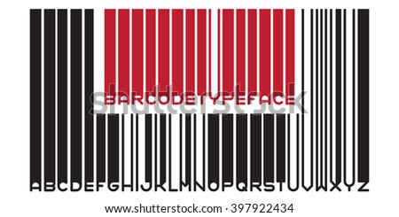Stylish barcode typeface font. Stripped letters of barcode scanning. 