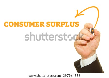 Hand writing "Consumer Surplus" on a transparent wipe board.